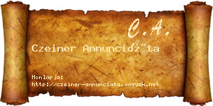 Czeiner Annunciáta névjegykártya