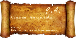 Czeiner Annunciáta névjegykártya
